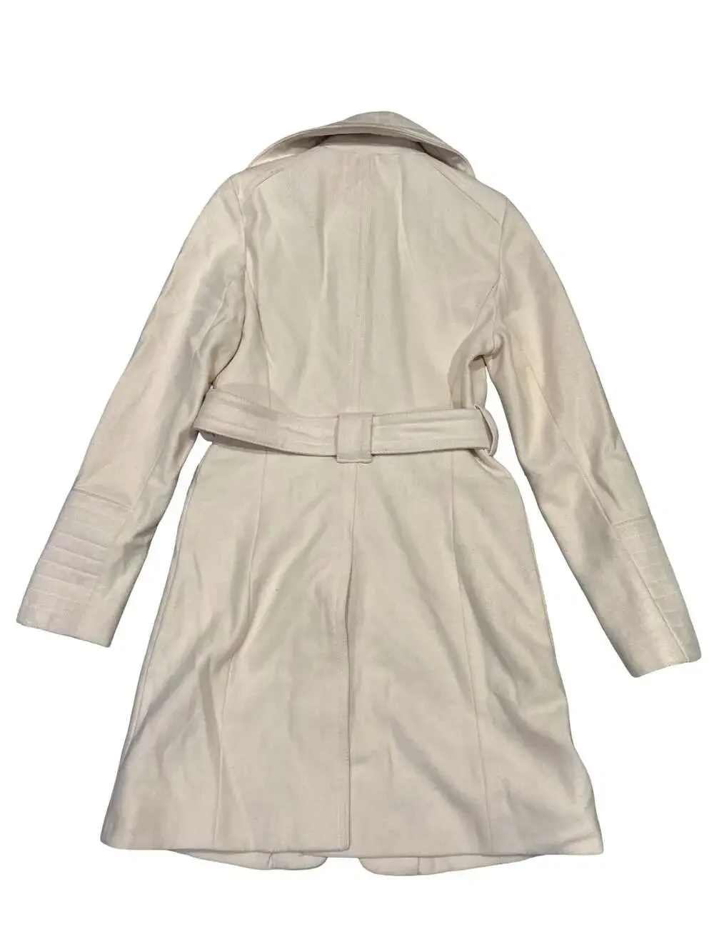 Laundry by Shelli Segal Cream Belted Wool-Blend Trench Coat